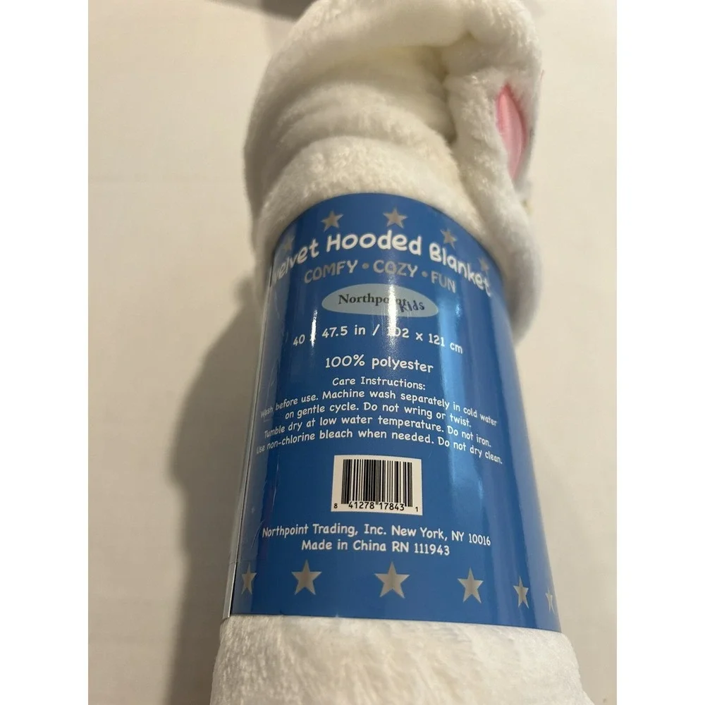 Unicorn Velvet Hooded‎ Blanket New Kids Plush Birthday Christmas 40 X 47.5 White